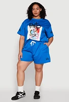 Womens Plus Size Paris Sweatshorts, Blue, Size 3X
