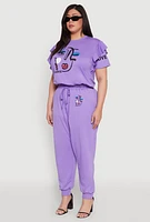 Womens Plus Abstract Love Graphic Tiered Sleeve Top,