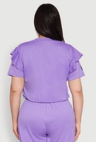 Womens Plus Abstract Love Graphic Tiered Sleeve Top,
