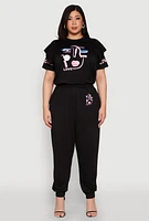 Womens Plus Abstract Love Graphic Joggers,