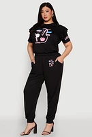 Womens Plus Abstract Love Graphic Joggers,