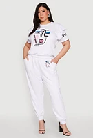 Womens Plus Size Abstract Love Graphic Joggers, White, Size 1X