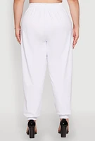 Womens Plus Size Abstract Love Graphic Joggers, White, Size 1X