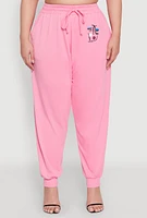 Womens Plus Size Abstract Love Graphic Joggers, Pink, Size 3X