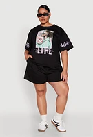 Womens Plus Wonderful Life Graphic Top, 2X