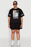 Womens Plus Wonderful Life Graphic Top, 2X