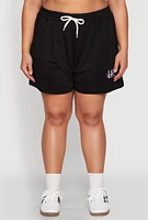 Womens Plus Size Wonderful Life Shorts, Black, Size 3X