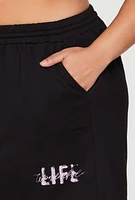 Womens Plus Size Wonderful Life Shorts, Black, Size 3X