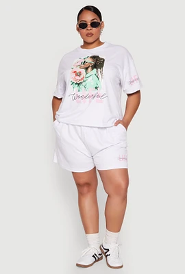 Womens Plus Size Wonderful Life Shorts, White, Size 1X