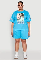 Womens Plus Size Wonderful Life Shorts, Blue, Size 3X