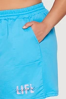 Womens Plus Size Wonderful Life Shorts, Blue, Size 3X