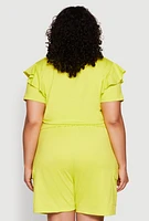 Womens Plus Size Tiered Ruffle Sleeve Faith Hope Love Top, Green, Size 1X
