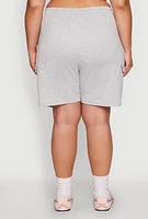 Womens Plus Size Drawstring Cargo Pocket Sweatshorts, Grey, Size 3X