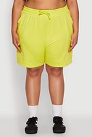 Womens Plus Size Drawstring Cargo Pocket Sweatshorts, Green, Size 3X