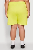 Womens Plus Size Drawstring Cargo Pocket Sweatshorts, Green, Size 3X