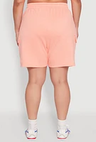 Womens Plus Size Drawstring Cargo Pocket Sweatshorts, Pink, Size 2X