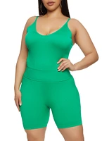Womens Plus Size Rib Knit Seamless Cami, Green, Size 3X