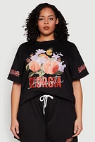 Womens Plus Size Atlanta Georgia Peaches Graphic Top, Black, Size 2X