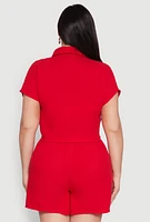 Womens Plus Gauze Knit Tie Front Top, 2X