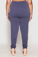 Womens Plus Size Ribbed Knit Rhinestone Blessed Pants, Blue, Size 3X