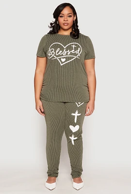 Womens Plus Blessed High Waisted Pants,