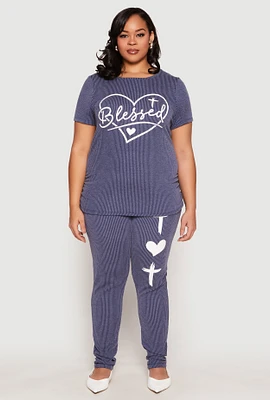 Womens Plus Blessed High Waisted Pants,