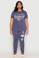 Womens Plus Blessed High Waisted Pants,