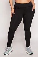 Womens Plus High Waisted Side Pocket Leggings,