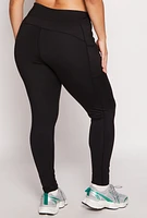 Womens Plus High Waisted Side Pocket Leggings,