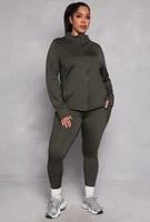 Womens Plus Size High Waisted Side Pocket Leggings, Green, Size 3X