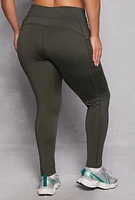 Womens Plus Size High Waisted Side Pocket Leggings, Green, Size 3X