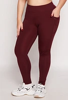 Womens Plus High Waisted Side Pocket Leggings, 3X