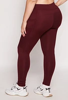 Womens Plus High Waisted Side Pocket Leggings, 3X