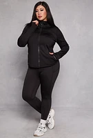 Womens Plus Size Zip Front Hooded Track Jacket, Black, Size 2X