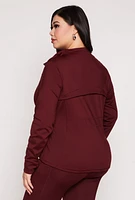 Womens Plus Size Zip Front Active Track Jacket, Burgundy, Size 2X