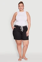 Womens Plus Rope Belted Shorts,