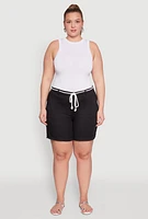 Womens Plus Rope Belted Shorts,