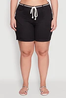 Womens Plus Rope Belted Shorts,