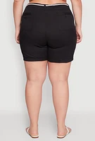 Womens Plus Rope Belted Shorts,