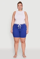 Womens Plus Rope Belted Shorts, 3X
