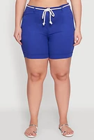 Womens Plus Rope Belted Shorts, 3X