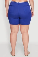Womens Plus Rope Belted Shorts, 3X
