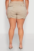 Womens Plus Ruched Belted Shorts, 2X