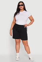 Womens Plus Varsity Stripe Side Sweatshorts, 1X