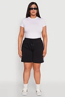 Womens Plus Varsity Stripe Side Sweatshorts, 1X