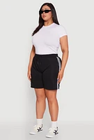 Womens Plus Varsity Stripe Side Sweatshorts, 1X