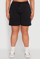 Womens Plus Varsity Stripe Side Sweatshorts, 1X