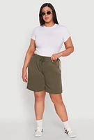 Womens Plus Size Varsity Stripe Side Sweatshorts, Green, Size 2X