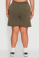 Womens Plus Size Varsity Stripe Side Sweatshorts, Green, Size 2X
