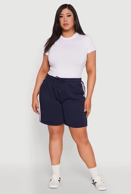 Womens Plus Varsity Stripe Side Sweatshorts,